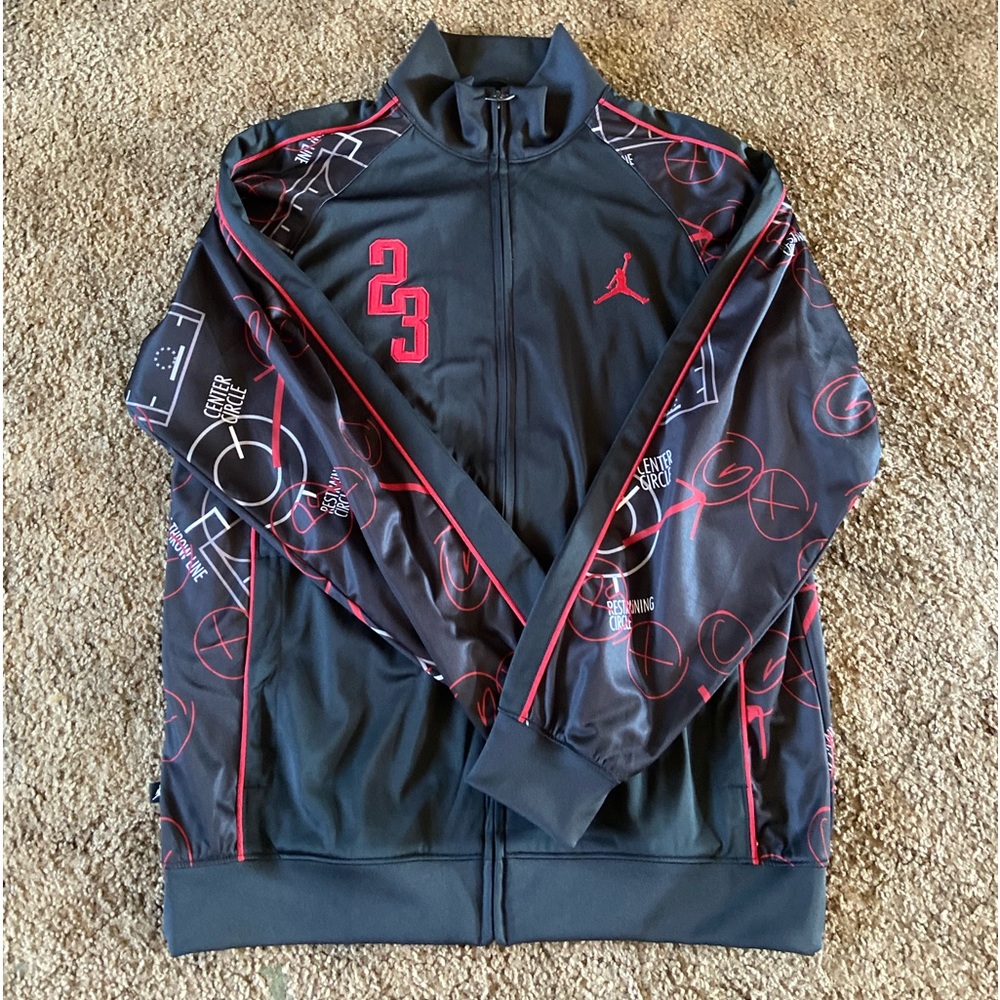 Air Jordan Drawn Plays Free Throw Line Full Zip Track Jacket Vintage XL